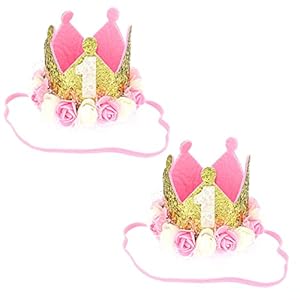 minkissy 2 stuks verjaardagsfeesthoeden, kroontjes, elastische hoofdband, glitter, kroon, hoofdstuk, decoratie, Kerstmis…