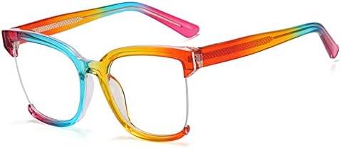 kachawoo Half Rimless Lenses Colorfull Frame Square TR90 Glasses Large Blue Light Blocking Prescription Eyewear for Women