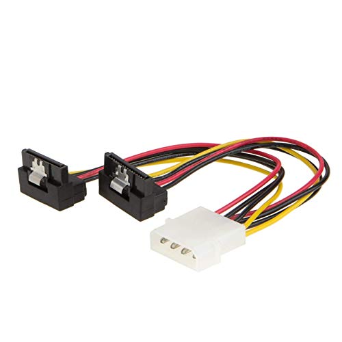 CableCreation Molex auf SATA Stromkabel (6 Zoll / 15,2 cm) Molex 4 Pin auf 2 x SATA 15 Pin nach unten gewinkelt weiblich