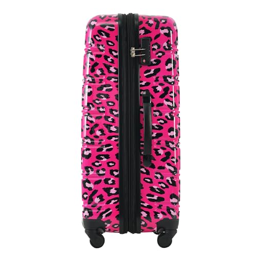 Travel Smart with Hardshell Luggage Set, 3-Piece Spinner Suitcase, Lightweight Design, Leopard Pattern3