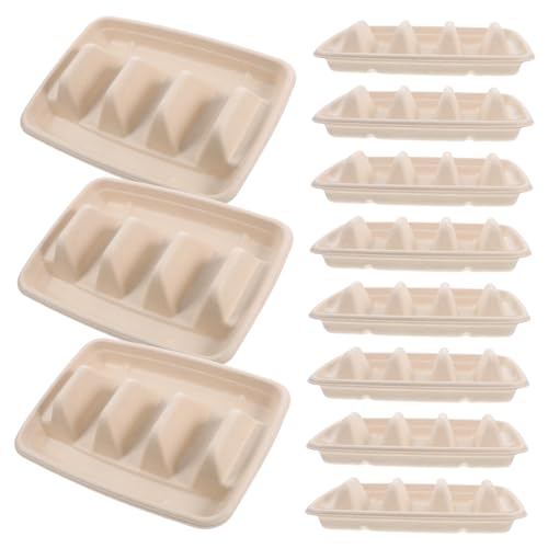 SOLUSTRE 50pcs Disposable Plates 3 Dividers Street Taco Holders Set Paper Taco Tray