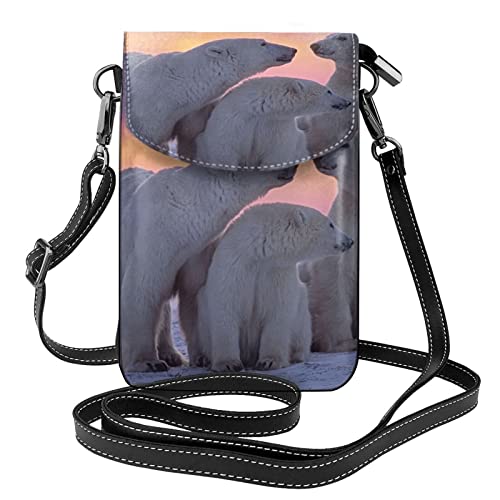 Sac à bandoulière imprimé ours polaire noir avec rabat et pochette téléphone