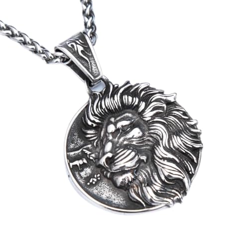 Collier lion viking homme idée cadeau idéale style motard et punk