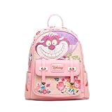 Wondapop Disney Alice no País das Maravilhas Cheshire Cat Everyone Here is Mad 28 cm Mochila moderna de couro vegano