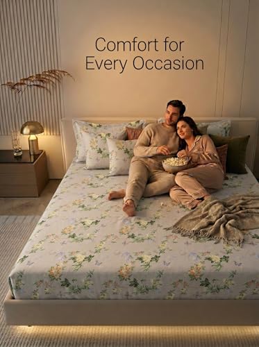 Image of Mafatlal 125 GSM Merino Double Bedsheet with Pillow Covers |90 x 100 Inches | Soft, Breathable & Lightweight | Off White