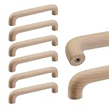 Tsnamay 6Pcs Round-Arched Bridge Unfinished Beech Wood Solid Furniture Pulls Handles,Unpainted Paintable Wooden Handles Cupboard Closet Drawer Handle Pull,Hole Dis.5.04'/128mm