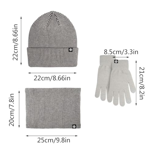 Conjunto de invierno polar a rayas con gorro y bufanda térmica para el frío 6