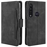 HualuBro Handyhülle für Motorola Moto G8 Plus Hülle Leder, Flip Hülle Cover Stoßfest Klapphülle Handytasche Schutzhülle für Motorola Moto G8 Plus Tasche (Schwarz)