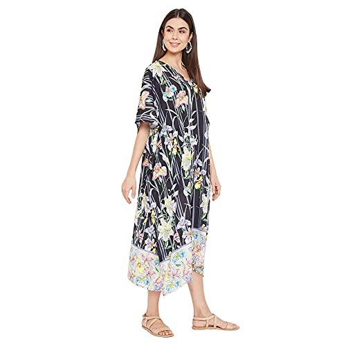 Image of Oussum Women Plus Size Kaftan Kimono Loose Maxi summer dresses for women Beach 3 /4 Sleeve Casual lounge dress Boho