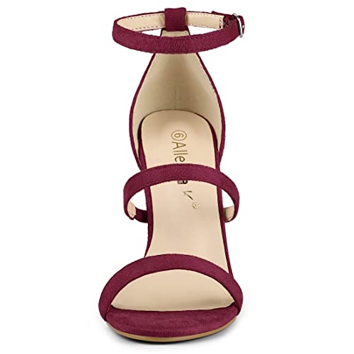 Allegra K Allegra K Women Open Toe Triple Straps Stiletto High Burgundy Heel Sandals - 9 M US