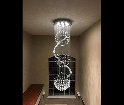 Crystal Chandeliers Modern Spectacular Spiral Sphere Raindrop Chandelier K9 Crystal Ceiling Light Fixture For Living Room Hotel Hallway Foyer Entryway Staircase Chandelier Romantic Deco 20 Inch X 71 Inch Of Crystop #TOP3