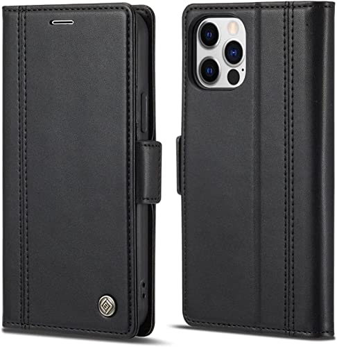 Étui à rabat iPhone 13 KANUZ en cuir PU Svart avec coque interne TPU premium