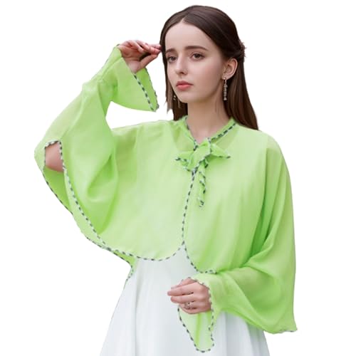 Xunger Women's Bowknot Sunproof Shawl Long Sleeve Crinkled Chiffon Lightweight Scarf Breathable Cover-Up for Outdoor Travel