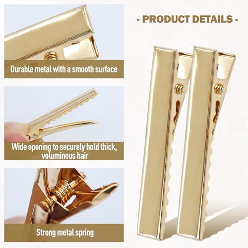 Pack de 50 Pinzas de Pelo Metálicas Doradas Tipo Duckbill para Manualidades y Peinados miniatura 3