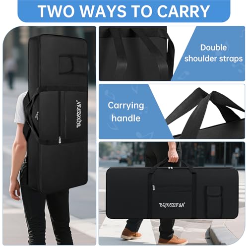 OUUTMEE 61 Key Keyboard Gig Bag - Keyboard Case, Heavy Duty 600D Oxford Piano Case with 10mm Padding, Front Storage Pocket & Dual Shoulder Straps - Protective Cover for Digital Electric Piano (Black) - Image 4