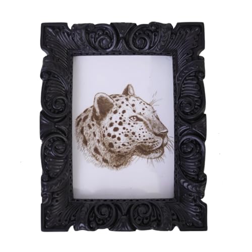 WINPLUS+ Square/Oblong Vintage Photo Frame with Classic Carved & Gorgeous Border,A Timeless Decor Piece Blending Antique Style and Elegant Design,Wall Mount and Tabletop Display (Black, 2.5x3.5)