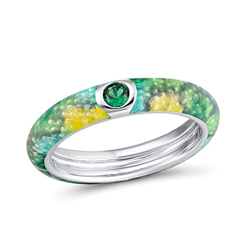 Bague émail coloré femme anneau éternité fait main violet vert