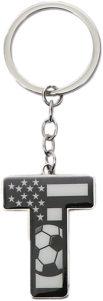 Bag Charms Initial A-Z Letter Keychain Bag Charm Soccer Keychain for Handbags Sports Bag