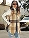 Tanming Women's Plaid Vest Brushed Flannel Sleeveless Shacket Shirt Jacket with Pockets(Brown-L)