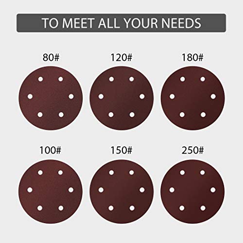 VIVOHOME 8.5 Inch 6 Holes Hook and Loop Sandpaper Set Discs Sanding Sheets Pack of 12 for Drywall Sander Machine