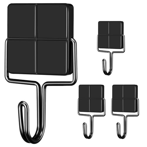 ZDDGNN Crochets Magnétiques Amovibles et Puissants Pour la Cuisine et le Réfrigérateur, Aimants Avec Crochets 4 Pièces (Noires)