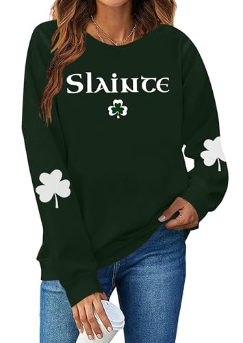 CAZYCHILD St Patricks Day Shirt for Women: St Pattys Day Sweatshirts Lucky Shamrock Long Sleeve Shirt Irish Pullover Tops