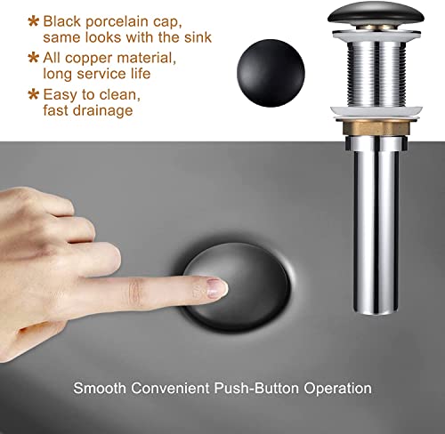 Davivy 24'' X 15.6'' Matte Black Vessel Sink With Pop Up Drain,Rectangle Bathroom Sink,Bathroom Sinks Above Counter,Counter Top Sink,Black Rectangular Vessel Sinks For Bathrooms #TOP3