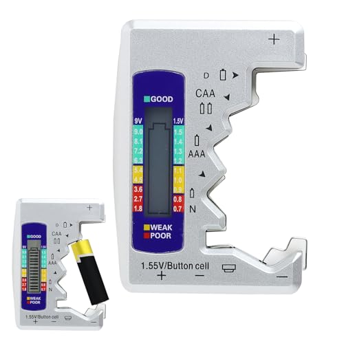 Battery Tester Checker with LCD Display Universal Battery Capacity Level Tester without Charge Supports Detection of Multiple Types of Batteries Including C D AA AAA N 9V 1.5V