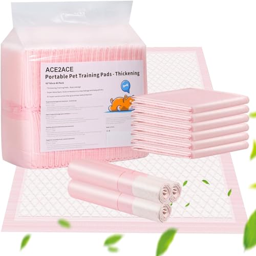 ACE2ACE Tappetini Igienici per Cani, 40 Pezzi Traversine Cani 60x60, Tappetini Assorbenti per Animali Domestici, Usato per Addestramento per Piccola o Media Cane e Cuccioli