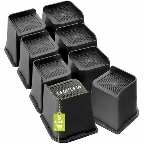 Bed Risers 1 inch, 2 inch, 3 inch, 4 inch, 5 inch, 6 inch, 8 inch Heavy Duty, Oversized Furniture Riser for Couch Sofa Table Chair Leg Frame Dorm, Support up to 6000 Lbs (Black 8 Pack, 5 inch) by Yookwutar - Used condition - US$36.59