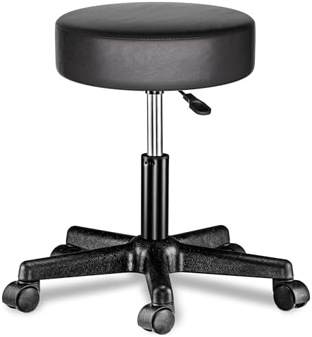 CASARIA® Taburete Oficina Giratorio 360° Redondo Ø 35cm con Rueda...