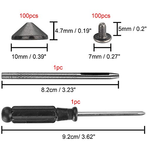 Yoranyo 0021 100 Sets Cone Spikes And Studs 4.7Mm Height Gun Metal 3/16 Inch Bullet Spikes Screw Back Punk Studs And Spikes For Clothing Shoes Leather Craft Belts Bag Rivets thumb #1