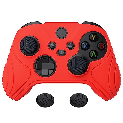 eXtremeRate PlayVital Samurai Edition Anti-Slip Controller Grip Silicone Skin for Xbox Core Controller, Ergonomic Protective Case Cover for Xbox Series S/X w/Thumb Grips - Passion Red