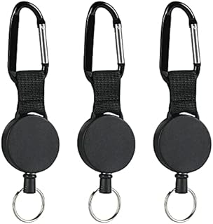 Vicloon Retractable Key Chain, 3 Pcs Badge Reels Heavy Duty ID Card Badge Holder with Carabiner D Ring Key Ring with Steel Wire Rope