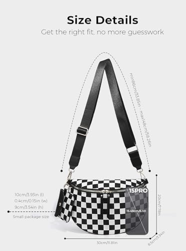 Image of 2 Pcs Checkered Crossbody Bags for Women Bum Bag Checkered Cross Body Sling Backpack Hobo Satchels Shoulder Wallet Purses