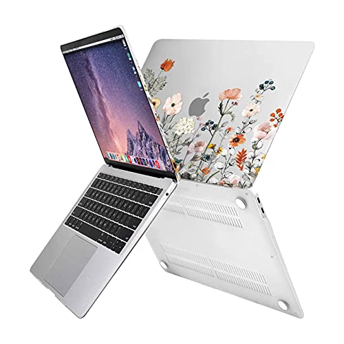 MOSISO Compatible with MacBook Air 13 inch Case M1 2022 2021 2020 2019 2018 A2337 A2179 A1932 Retina Display Touch ID, Plastic Garden Flowers Hard Shell & Keyboard Cover &Screen Protector, Transparent