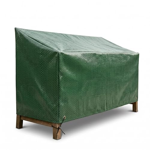 FINE GARDEN 2 Seater Garden Bench Cover Waterproof Heavy Duty Oxford Fabric Outdoor Furniture Protector UV Resistant Windproof Bench Seat Cover with Breathable Mesh (132x68x97cm Green)
