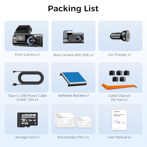 AZDOME Dashcam 4K+2.5K Delantera y Trasera con,Pantalla IPS de 3,18 Pulgadas dash cam coche, Tarjeta de 64 GB, WiFi de 5,8 GHz, GPS, WDR Gran Angular de 170°, Admite hasta 256 GB (M550 Pro) - imagen 9
