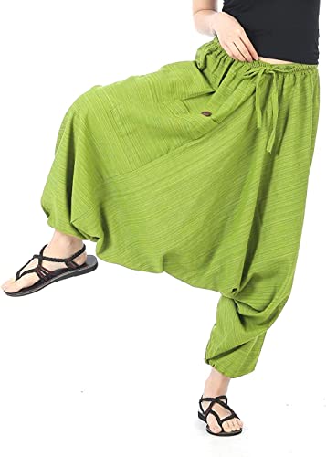 Image of Whitewhale Mens Women Cotton Stripe Aladdin Loose Baggy Boho Hippie Harem Pants