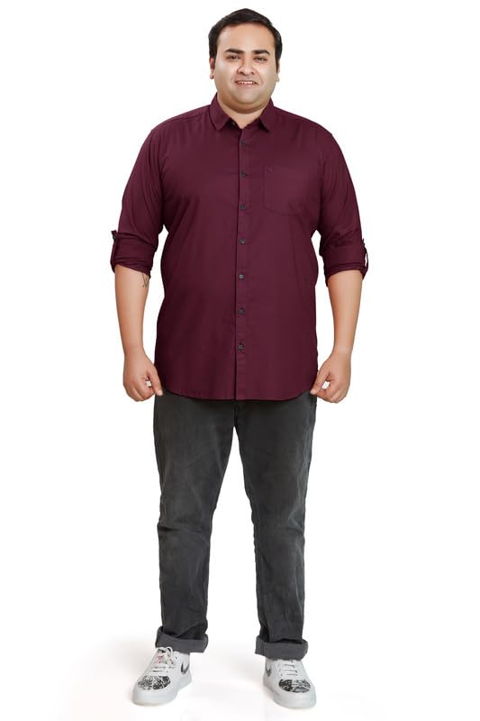 Image of BE ACTIVE Plus Size Lycra Cotton Satin for Men Shirts|| All Plus Size Men|| Cotton Stylish Full Sleeves Shirt for Men