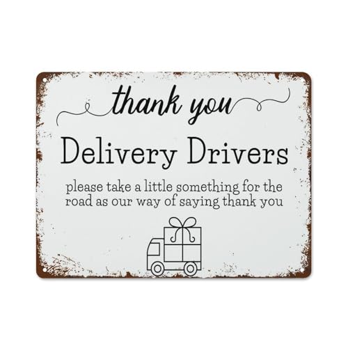 Plaque murale vintage en métal avec inscription « Delivery Driver Thank You » pour homme, grotte, bar, pub, club, maison, 30,5 x 40,6 cm