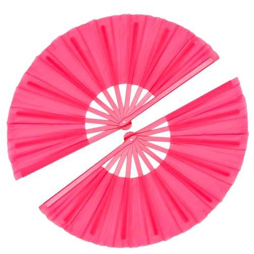 ZESTLASH 2 Pack 13 Inch Clack Popping Line Dancing Fans Boots on The Ground Large Foldable Clacking Hand Fan Make Sound for Dance Rave (Pink)