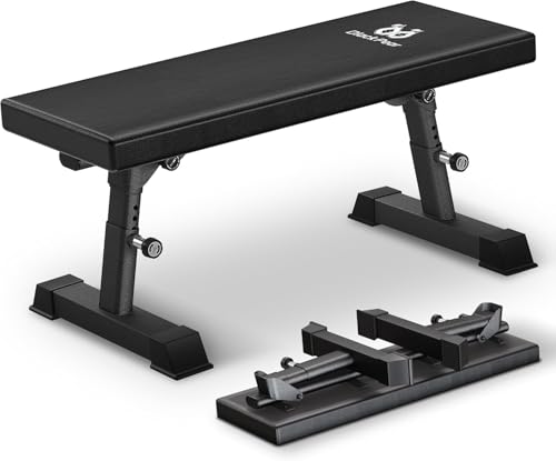Flat Weight Bench - 1300 LBS Capacity Heavy Duty Foldable Workout Bench for Home Gym, Adjustable Strength Training Bench Press for Ab and Full Body Exercises, Sturdy T-Shaped Legs, Easy to Fold Home Gym for Woman Man