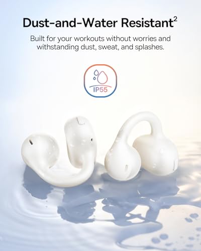 Image of Baseus Bass BC1 Open Ear Earbuds Clip-On Headphones, Open-Ring Comfort with Tri-Curve Snug Clip, Powerful Sound with SuperBass, 4-Mic Clear Calls, IP55 Waterproof, 38H Playtime, Lightweight