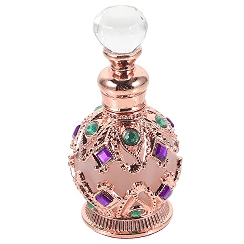 GALPADA Botella De Perfume Botella De Almacenamiento Decorativa Mini Botella De Fragancia Botella Recargable Frasco Envase Botellas De Perfume Antiguas Rose Gold Vidrio