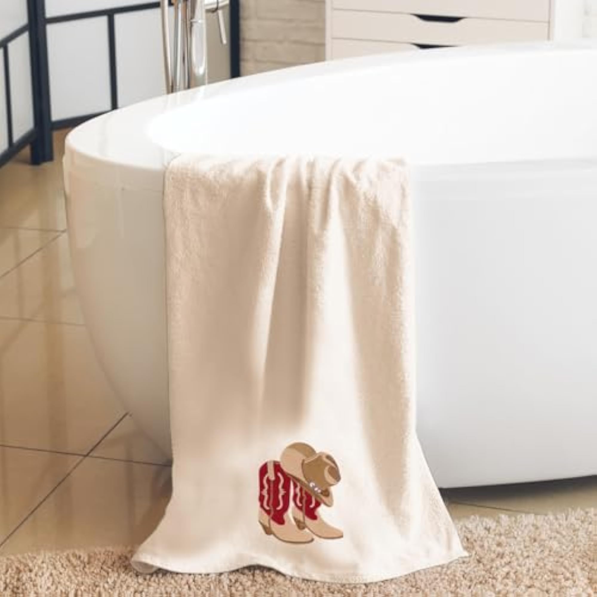 2Pcs Cowboy Hand Towels with Embroidered Design