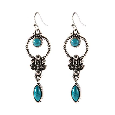 WERR Vintage Silver Waterdrop Pear Shape Earrings Dangle Drop Earrings For Women Girls Jewelry Gift Cover