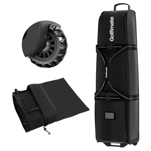 Golf Travel Bag with Wheels, Soft-Sided 1680D Oxford Golf Club Travel Cover Case for Car Trips & Short Travel, Thick Padded Protection, Large Storage Pocket for Shoes & Accessories, Easy to Maneuver