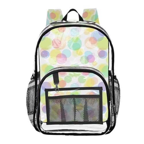 Girls Backpack for Kids Colorful Bubbles Dots Rainbow Travel Clear Bags for Women Approved See through Bag