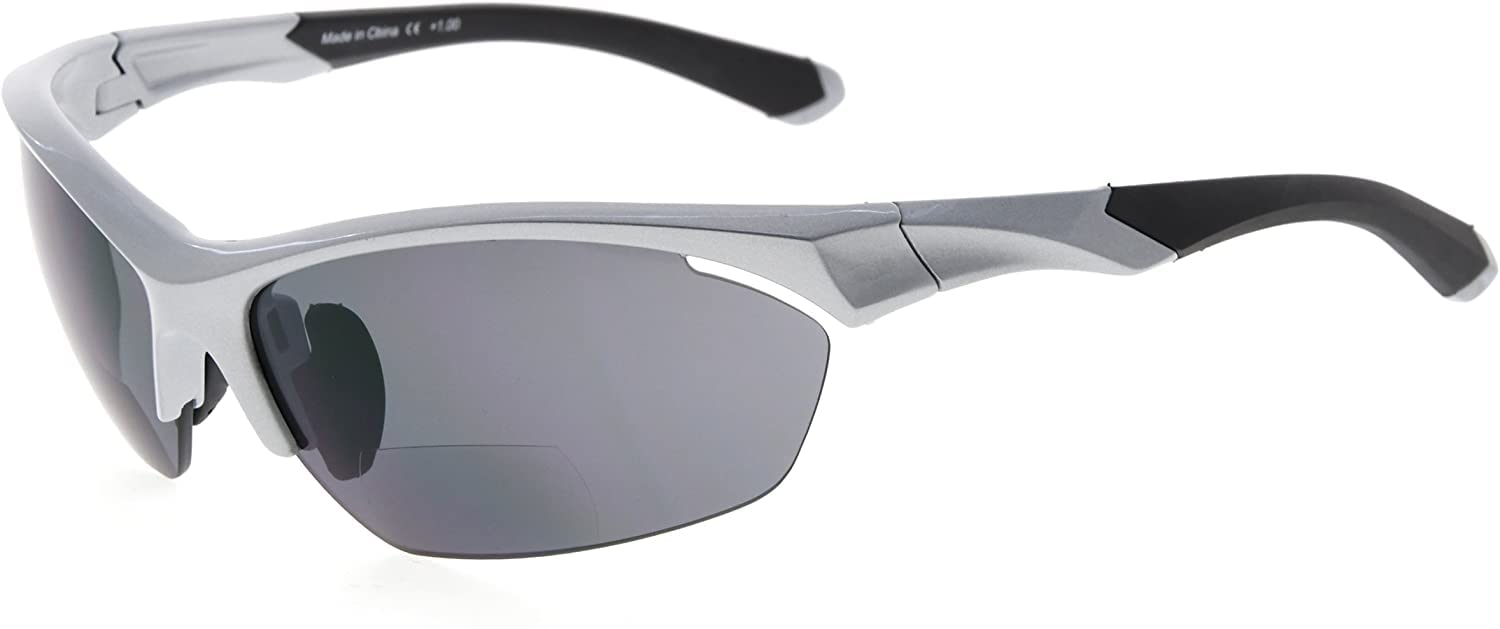 Eyekepper TR90 Sports Bifocal Sunglasses Baseball Running Fishing Driving Golf Softball Hiking Half-Rimless Reading Glasses (Pearly Silver, 1.25) — image 1